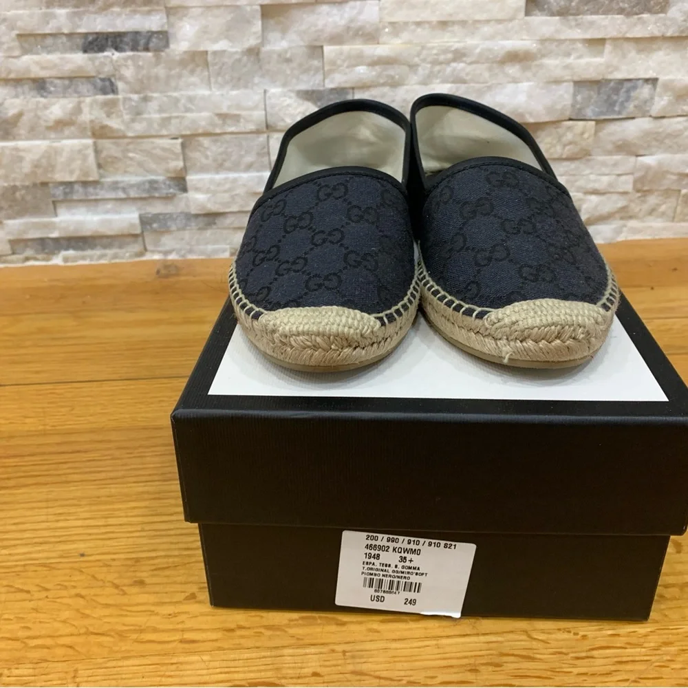 Gucci GG Canvas & Leather Espadrille size 35